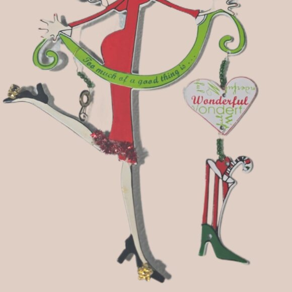 Cute Funny 'Too Much of a Good Thing is Wonderful' Lady Xmas Wire Tree Ornament - Picture 2 of 2